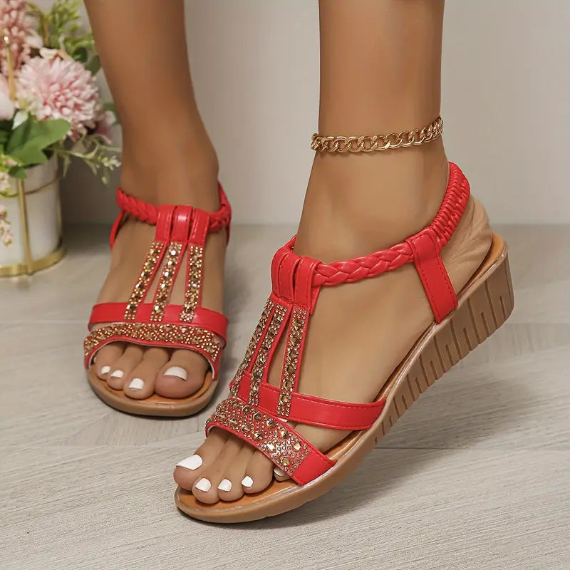 Sandalias romanas con pedrería